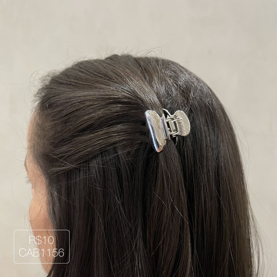 Hair Clip Comum Liso Prateado